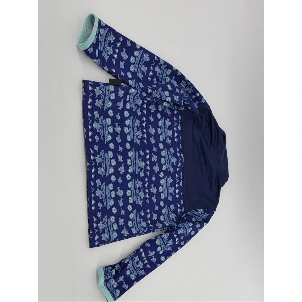 Patagonia‎ Full Zip Rash Guard Toddler 2T Blue Light Blue Fish Pattern